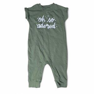 Cat & Jack Green Baby Romper 0-3M “Oh So Adored” Short Sleeve